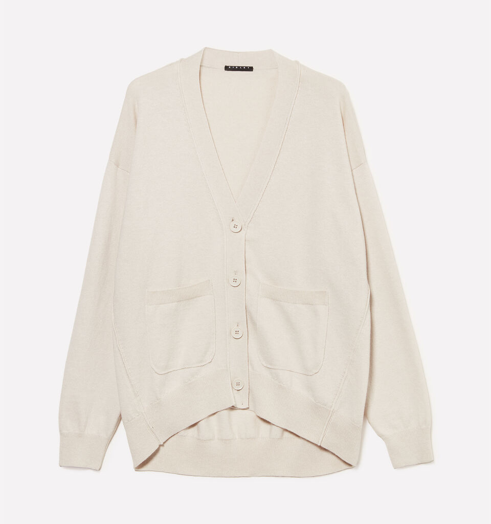 Dove gray oversize fit cardigan - women's cardigans - Beige | Sisley image number 5